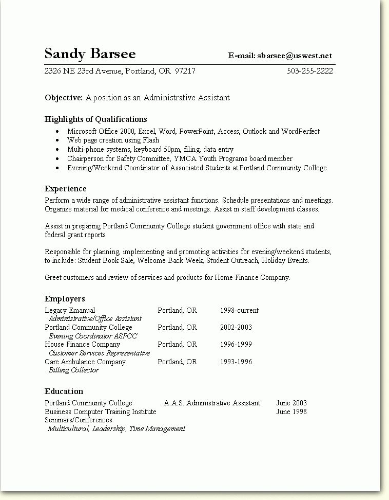 objective for executive assistant resume