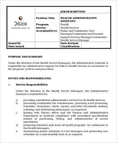 administrative assistant responsibilities