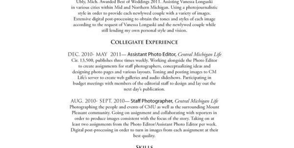 photography resume sample