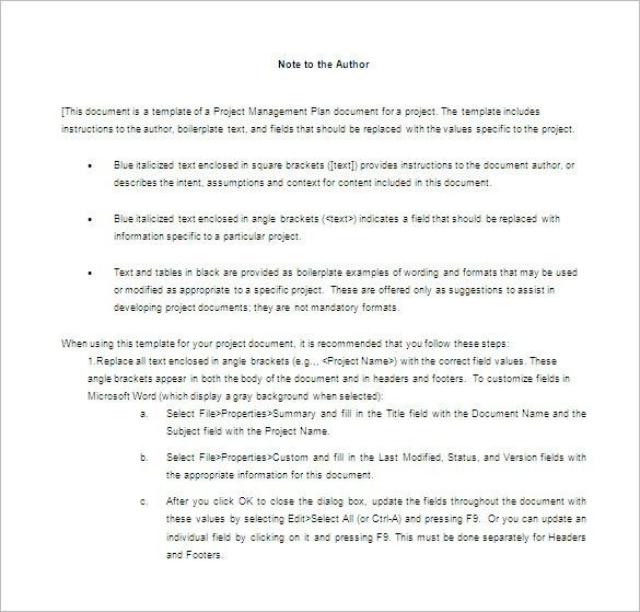 project plan template word