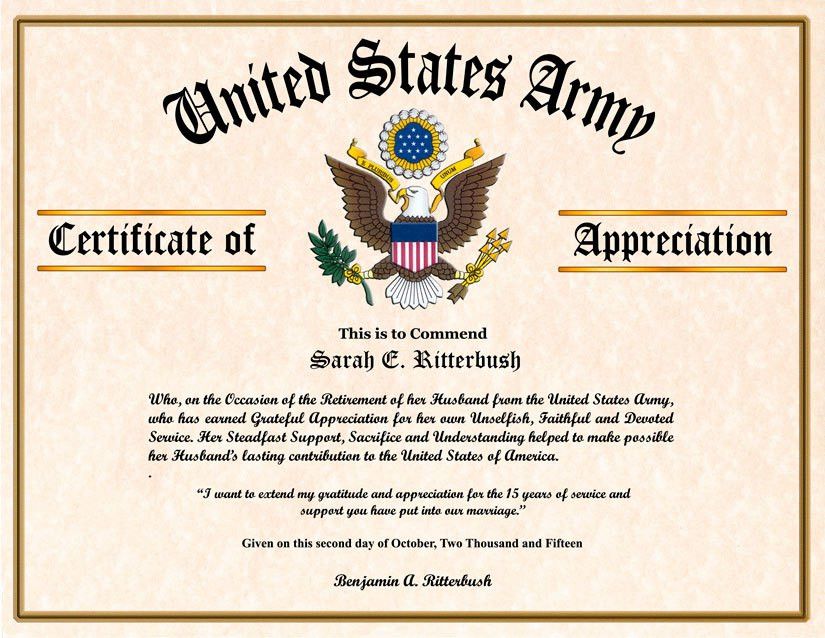 army certificate of appreciation template army certificate of appreciation template sle army certificate of appreciation template army certificate of appreciation template sle