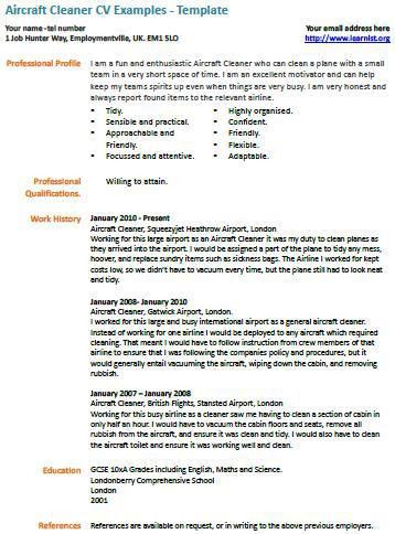 cleaner resume sample