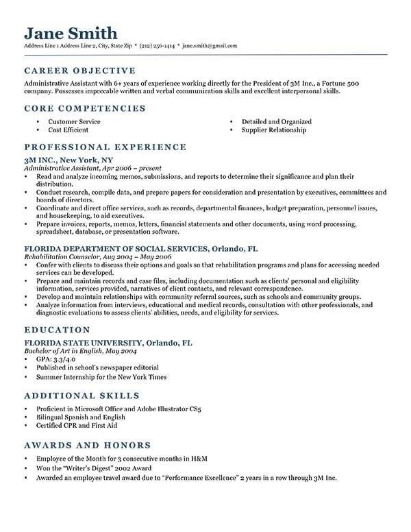 resume objective for graduate school