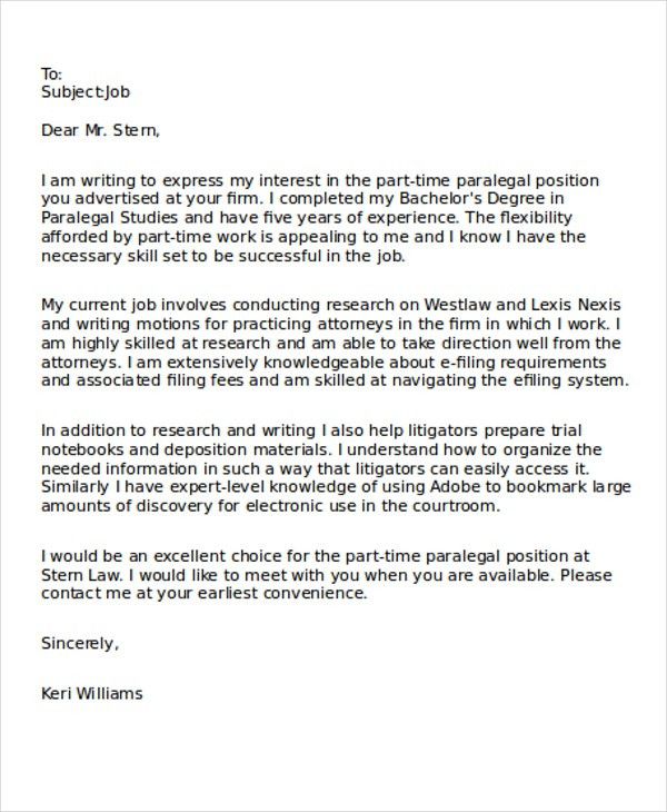 part time job cover letters
