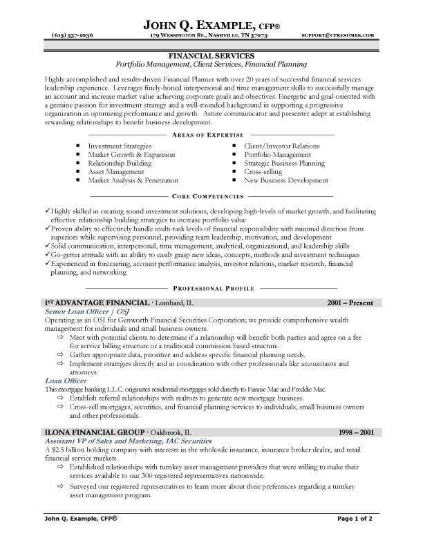 financial service representative resumes