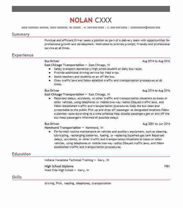 bus driver resume