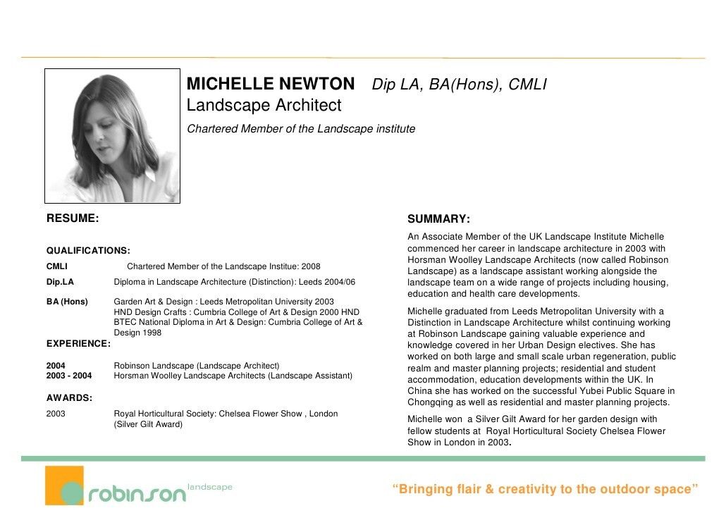 landscape designer resume