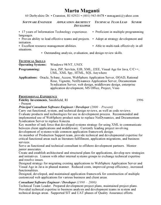 java architect resumes