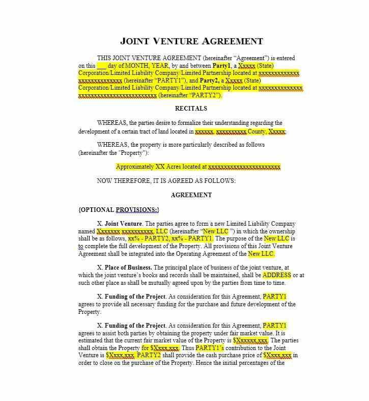 joint venture agreement