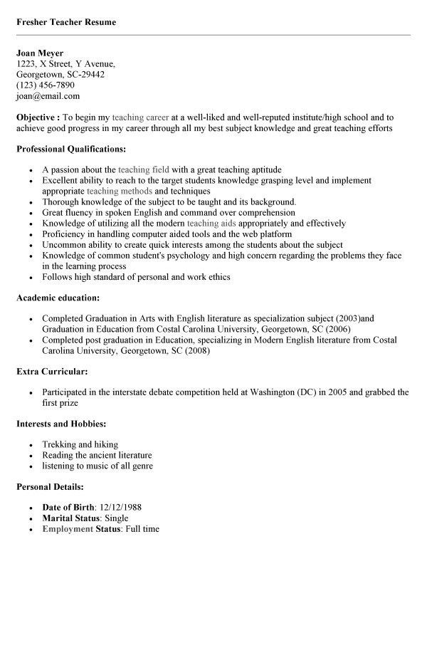 great teacher resumes