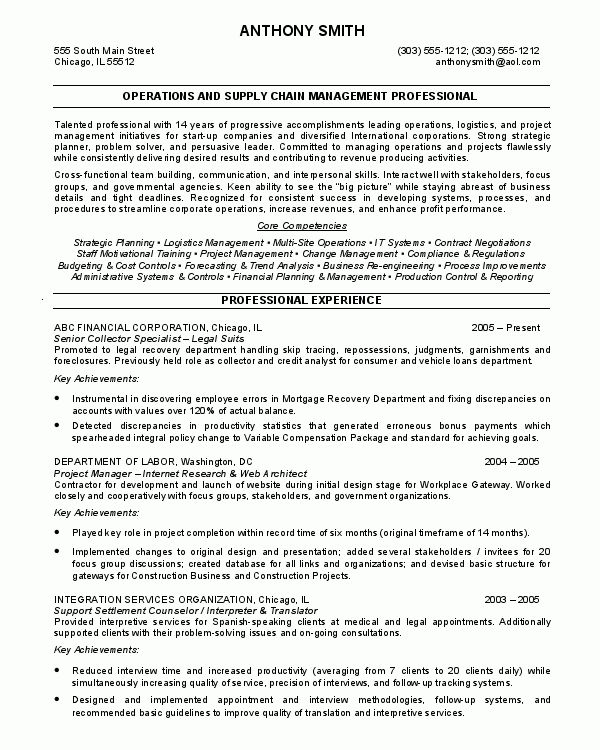 standard resume objective