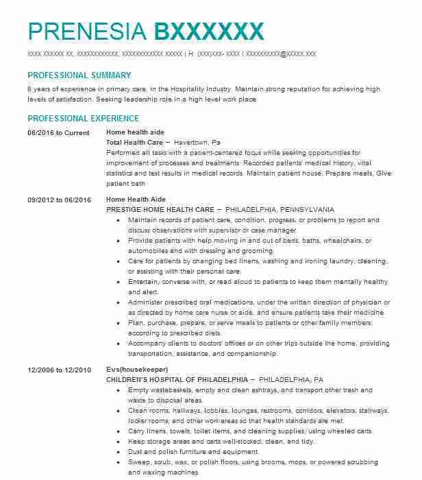 hha resume