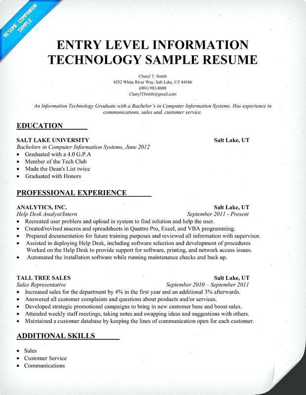 information technology resume examples entry level resume template