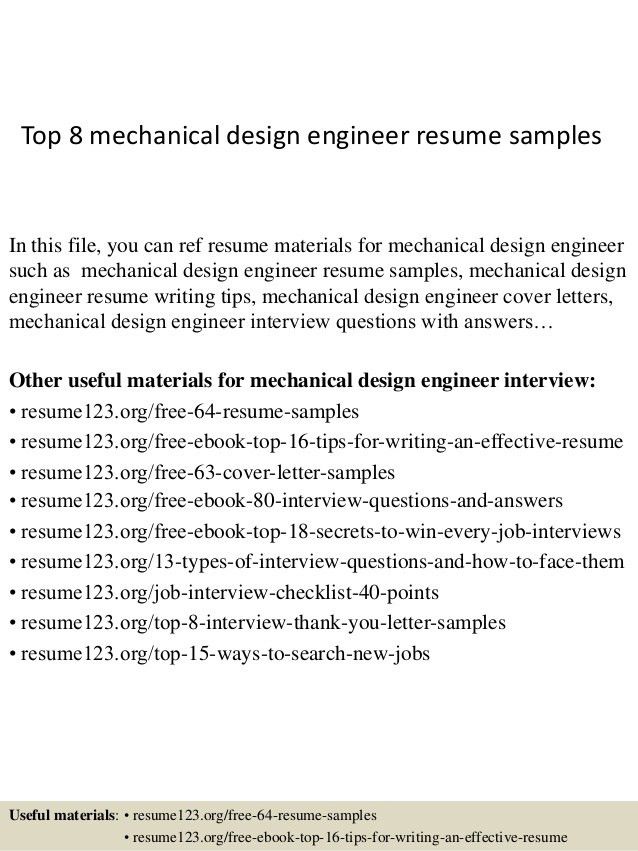 mechanical design engineer resume samples