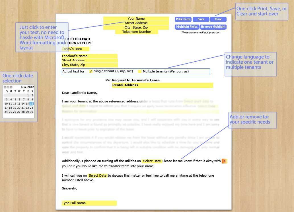 breaking lease agreement letters
