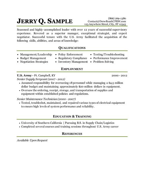 prior military resume examples