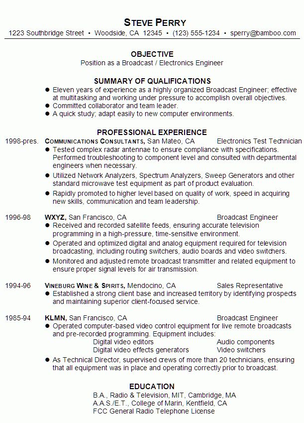 sound engineer resumes