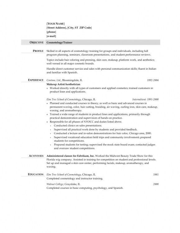 cosmetologist resumes
