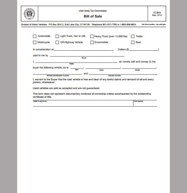 bill of sale truck