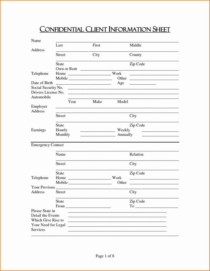 client information sheet template