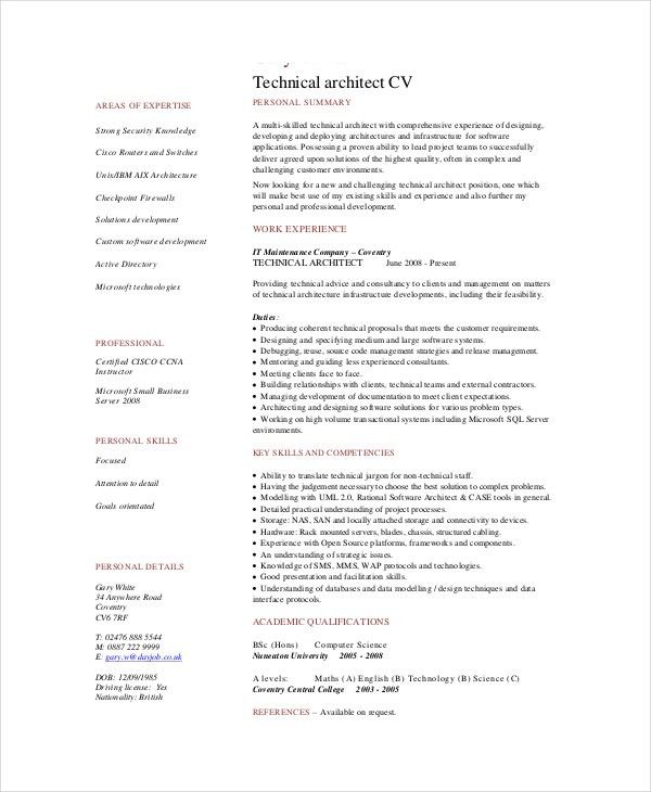 dot net architect resume