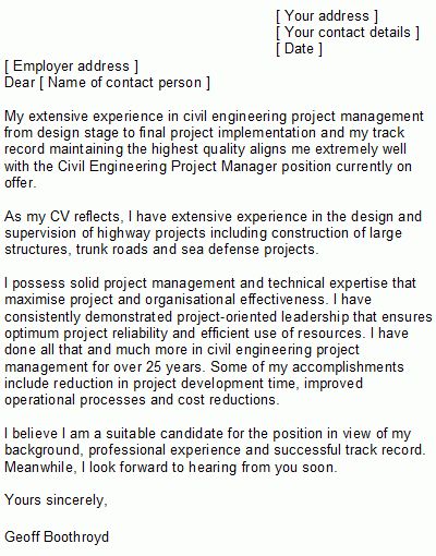project engineer cover letters