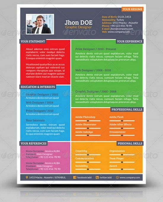 colorful resume template free download