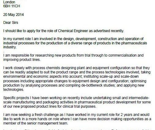 cover letter process engineer