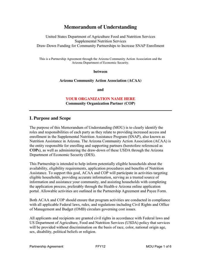 memorandum of understanding example