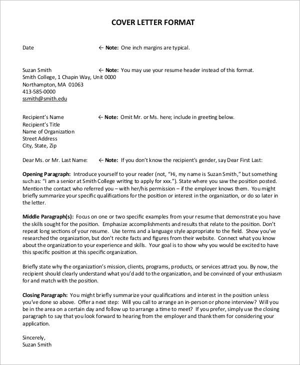 typical cover letters