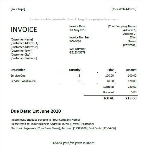 freelancer invoice template