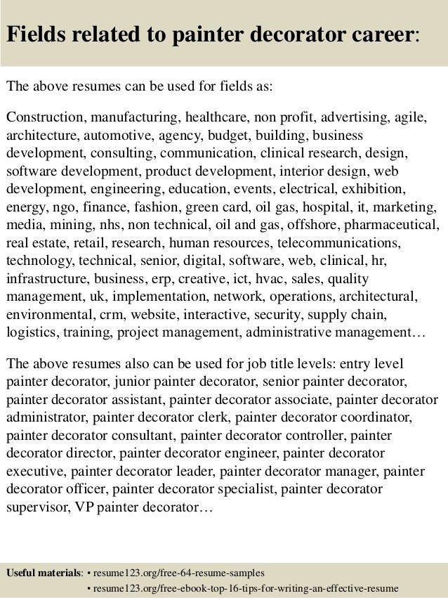 resume for a painter