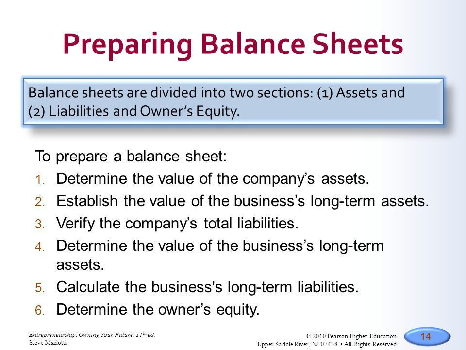 Prepare A Balance Sheet oakandale