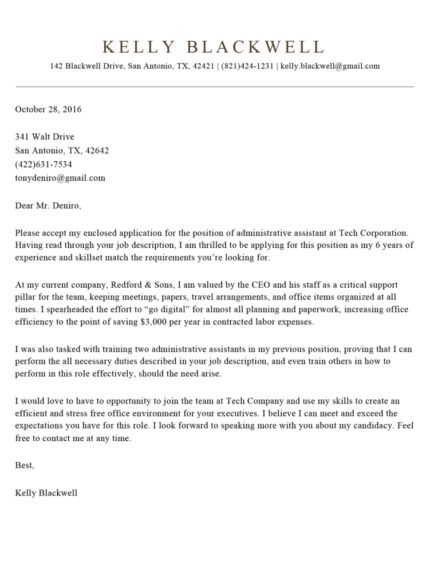 cover letter template office