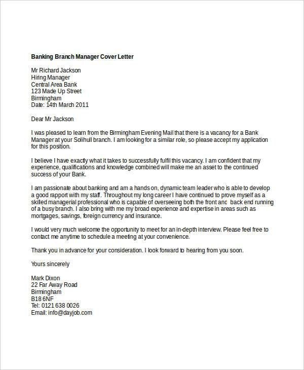 manager cover letter templates