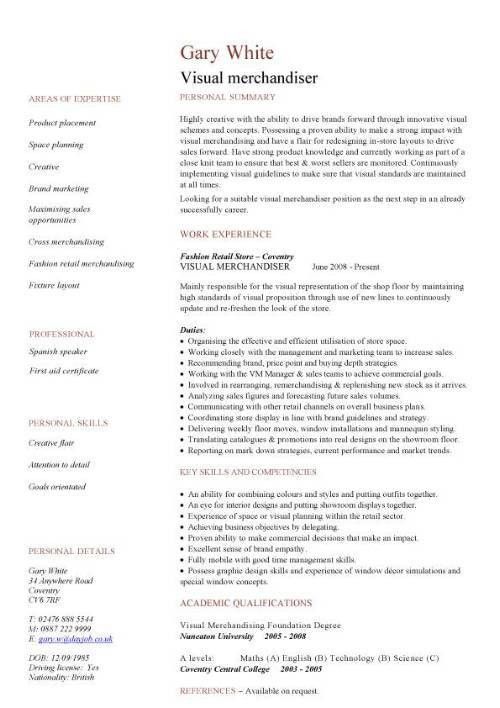 merchandising resume examples