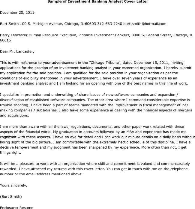 mergers and acquisitions cover letter