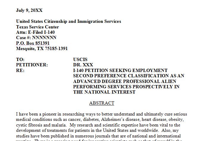 cover letter for uscis