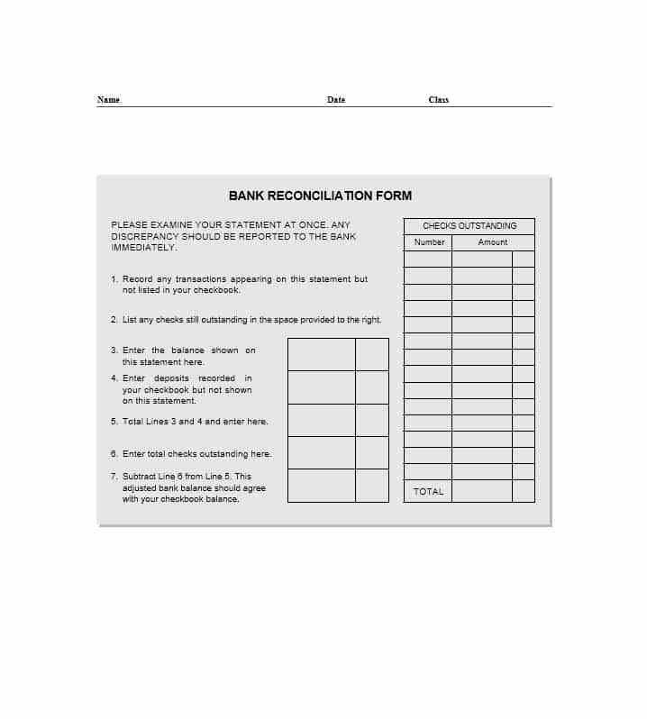 free bank reconciliation form
