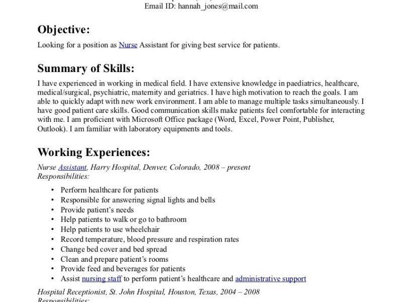 samples of cna resumes