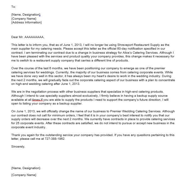 letter to terminate a contract