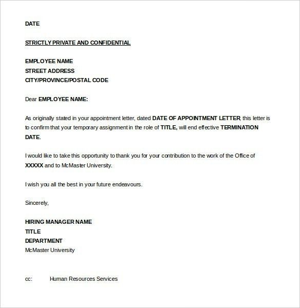 sample separation letter