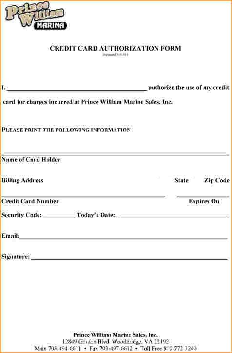 credit card authorization form template word