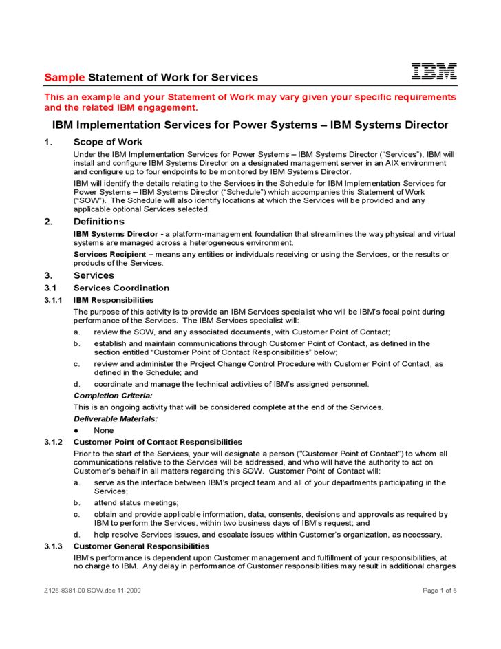 sample statement of work