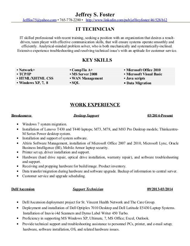it technician cv examples