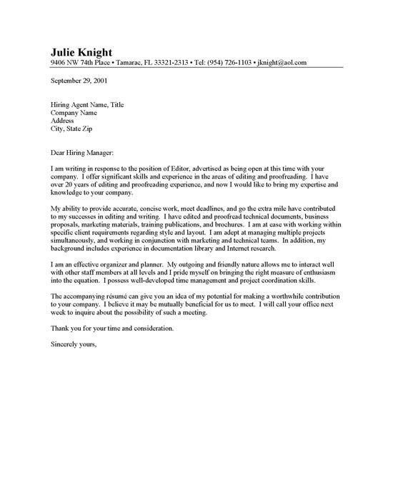proofreader cover letter