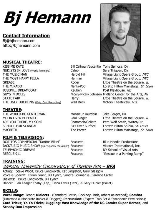 theatrical resume sample