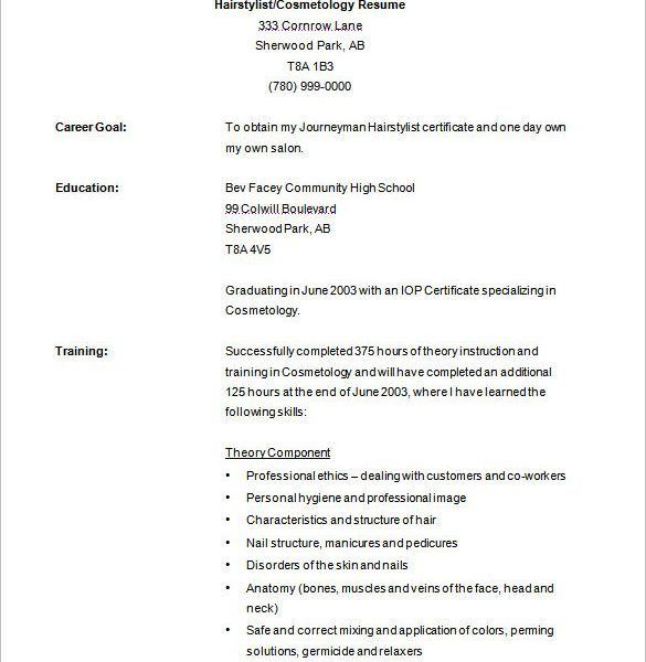 resume examples for cosmetologist