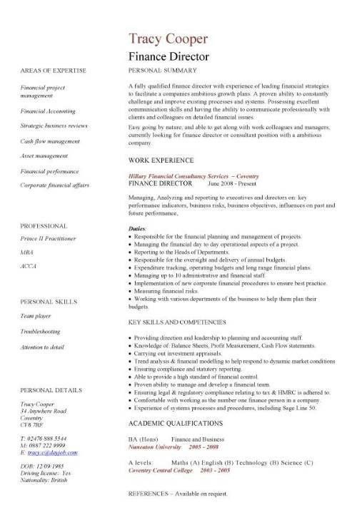 financial services resume template