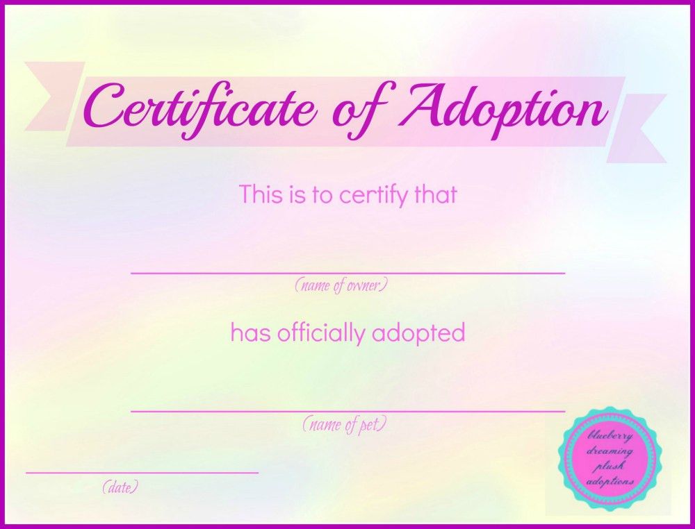adoption certificate template